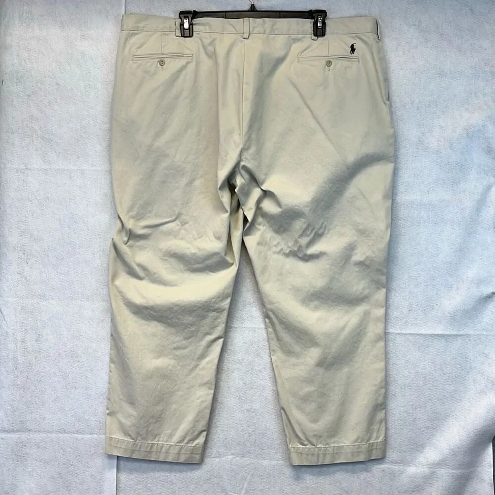 POLO‎ RALPH LAUREN Pants Men's Size 50B Beige Cotton Flat Front Chino High-Rise